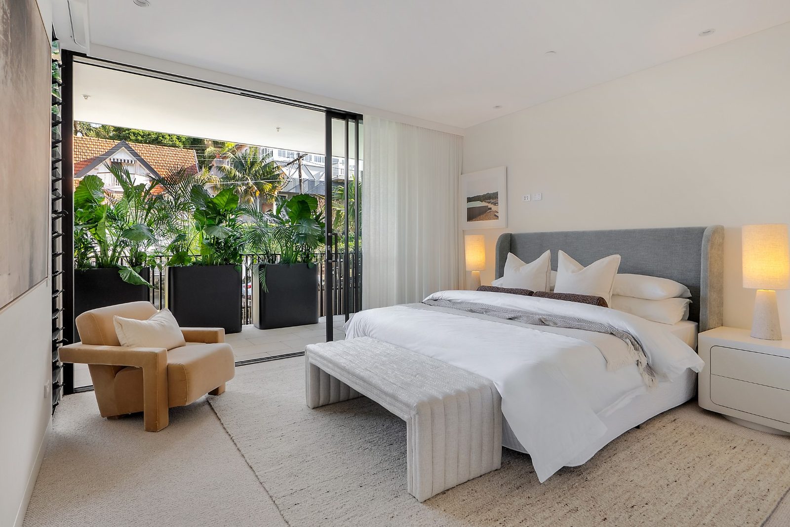 Serene master bedroom with natural light