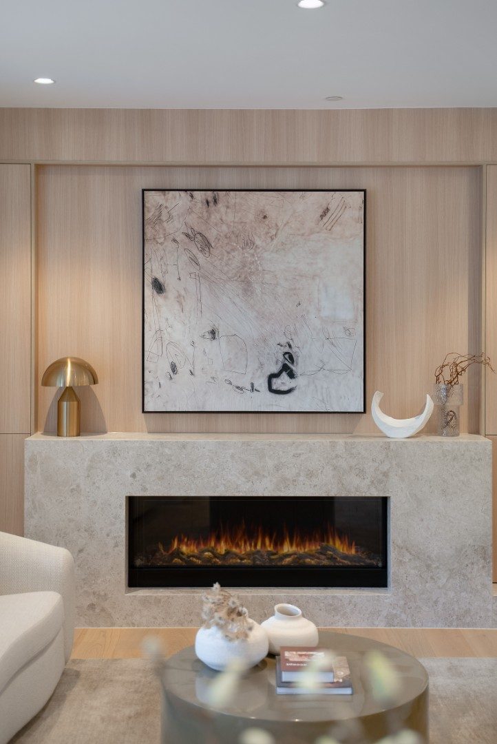 Living room with feature gas fireplace