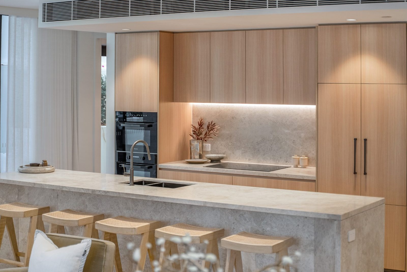 Premium kitchen with limestone island