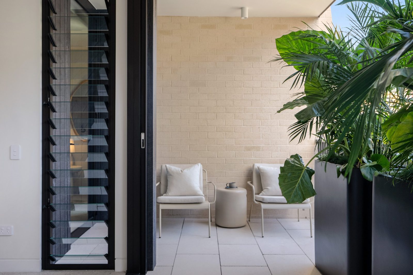 Tranquil terrace with lush planting